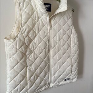 Lands' End White Quilted Vest